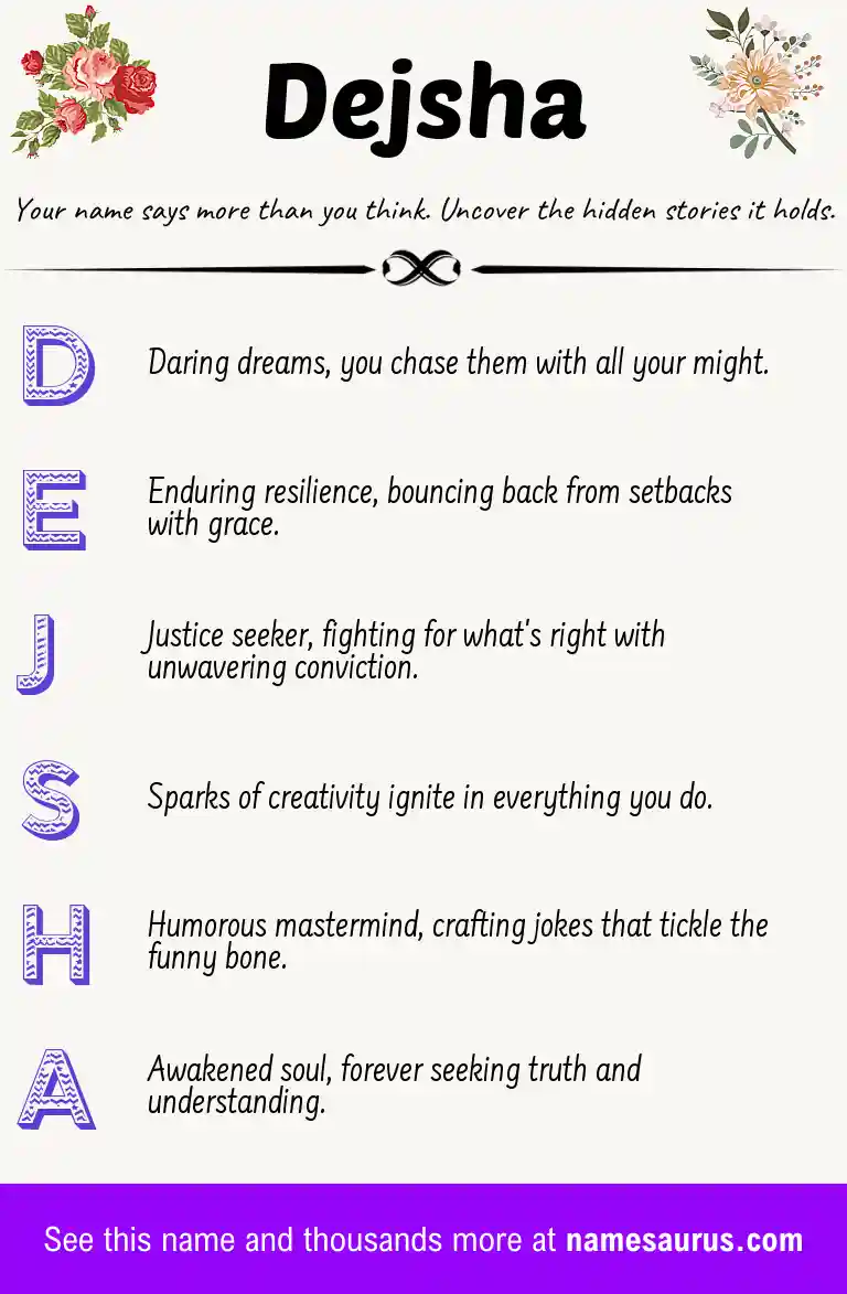 Acrostic poem about Dejsha.
