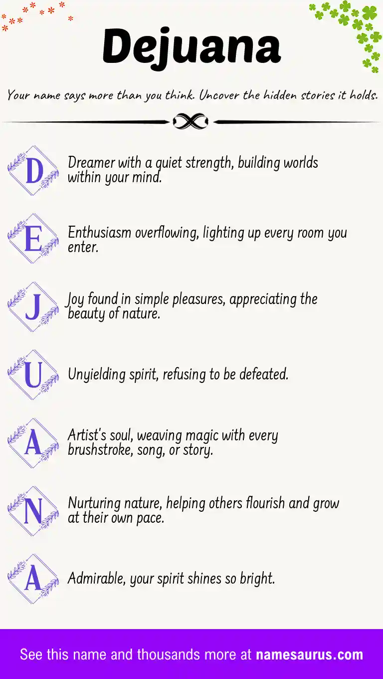 Acrostic poem about Dejuana.