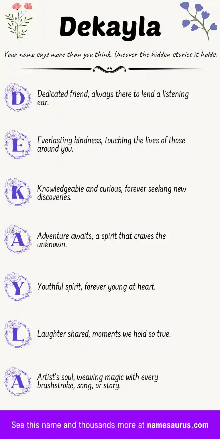 Acrostic poem about Dekayla.