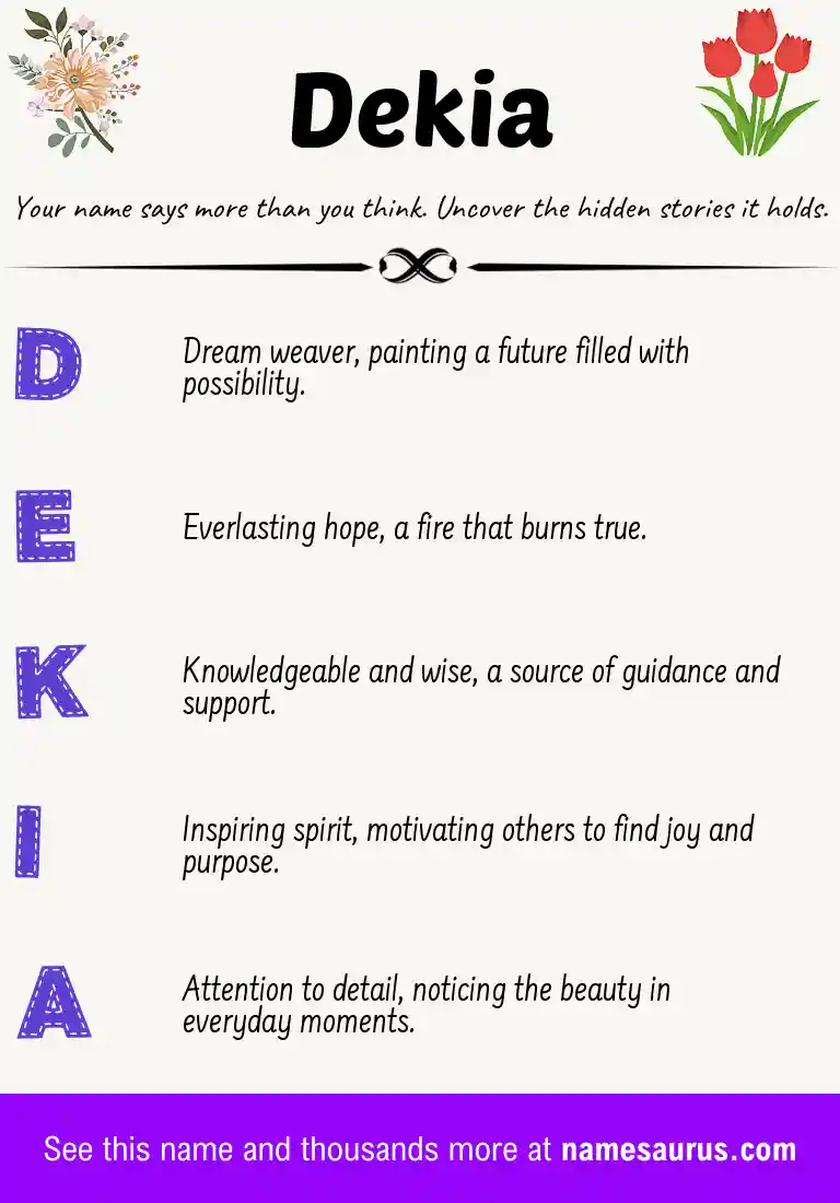 Acrostic poem about Dekia.
