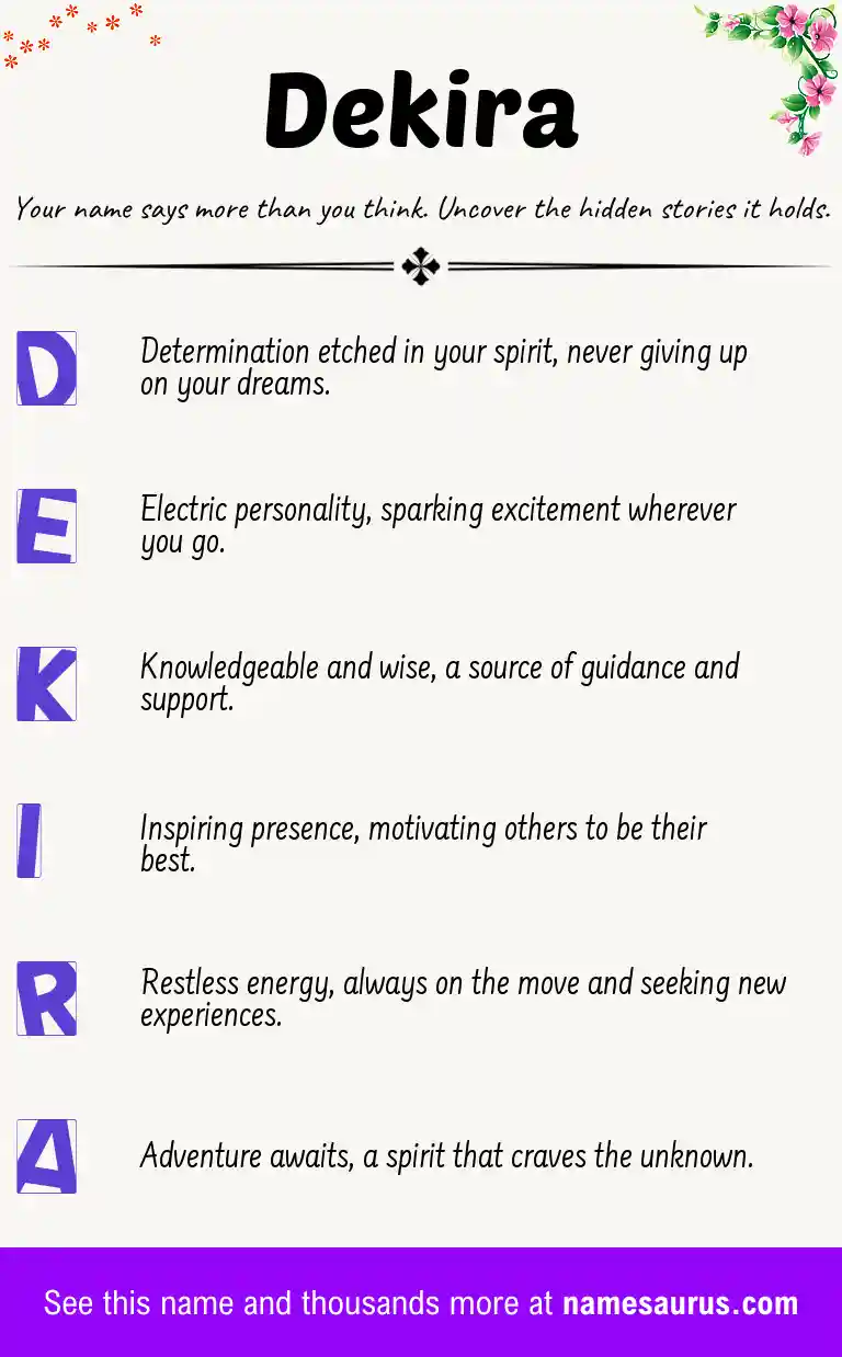 Acrostic poem about Dekira.