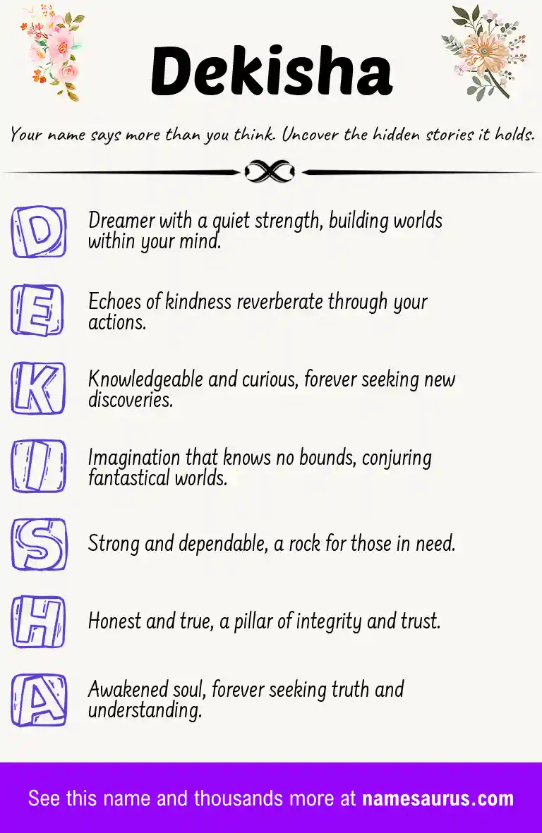 Acrostic poem about Dekisha.