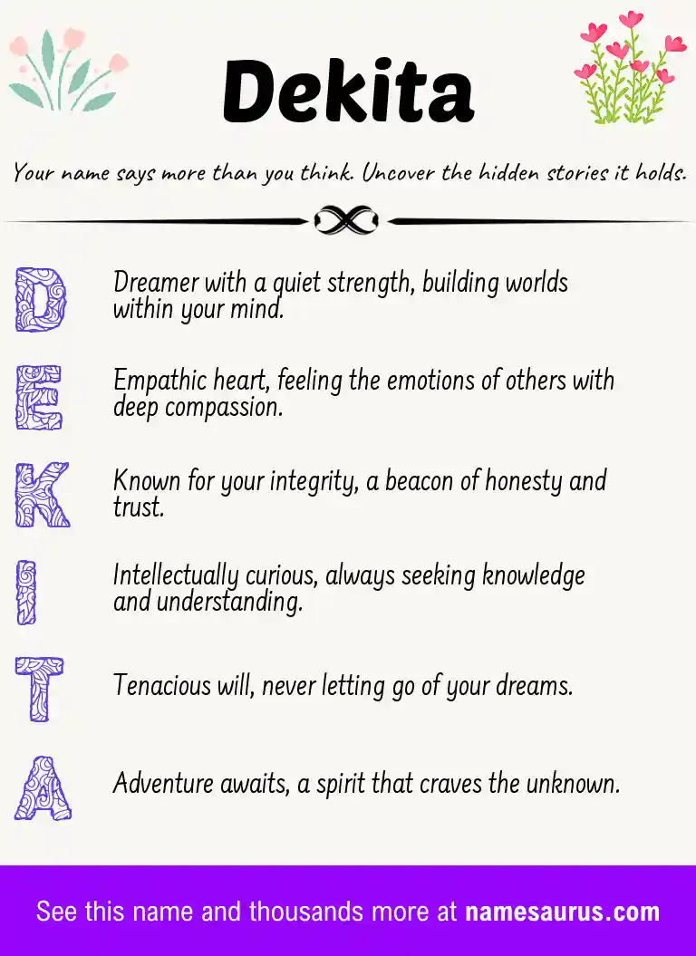 Acrostic poem about Dekita.