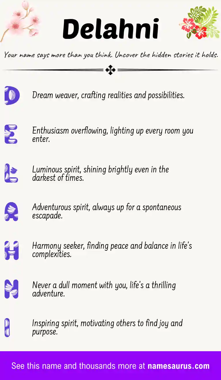 Acrostic poem about Delahni.