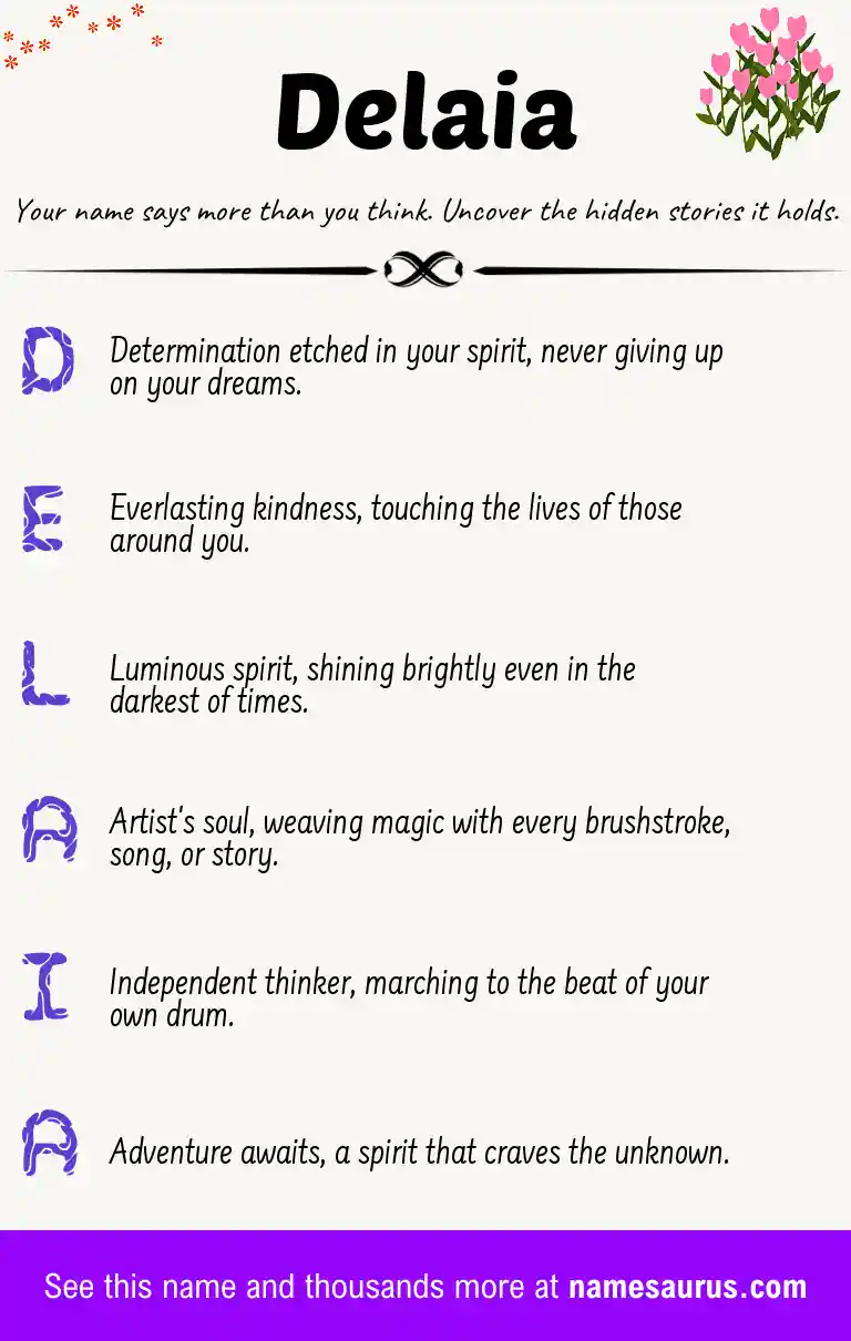 Acrostic poem about Delaia.