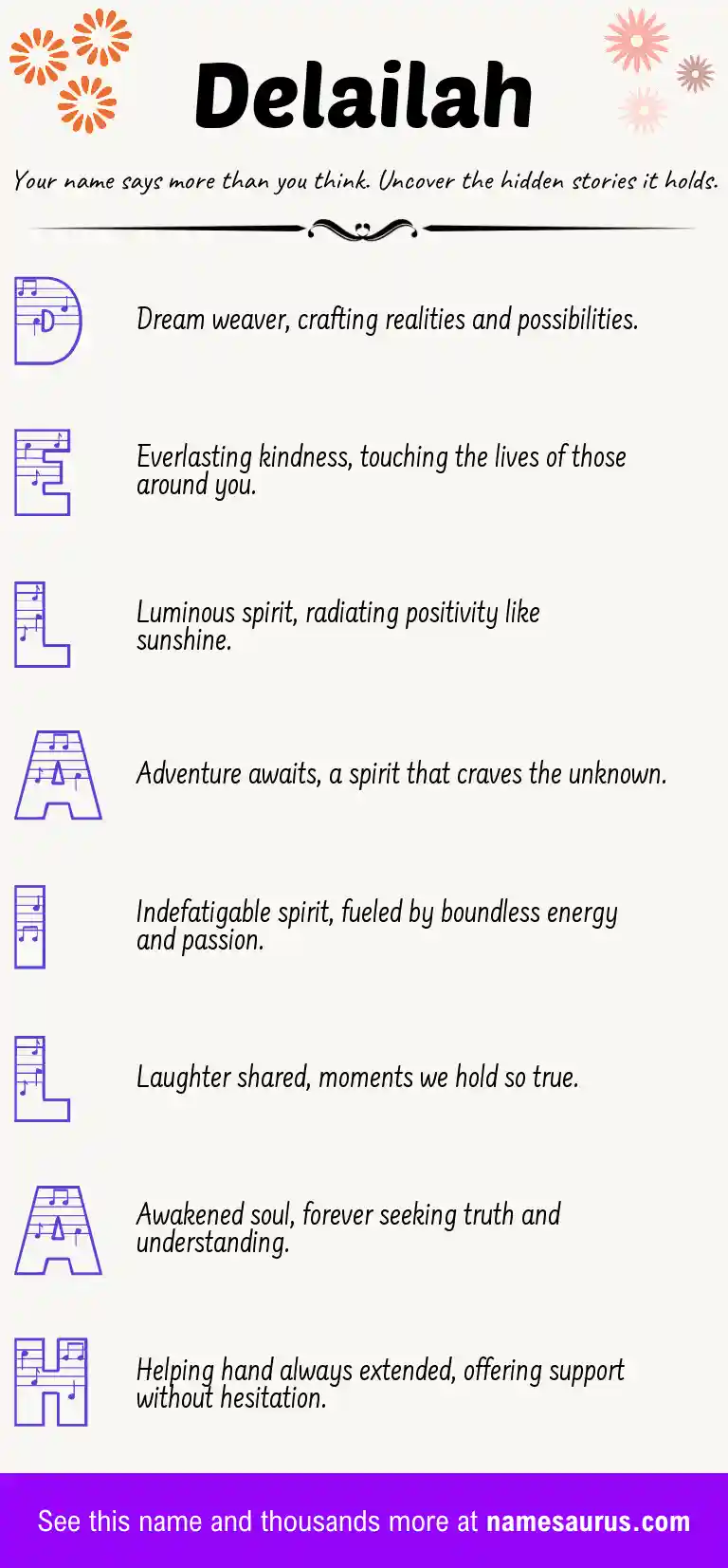 Acrostic poem about Delailah.