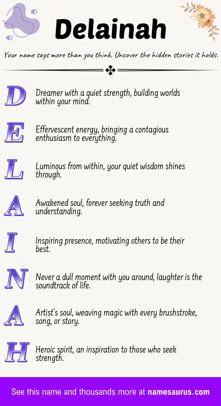 Acrostic poem about Delainah.