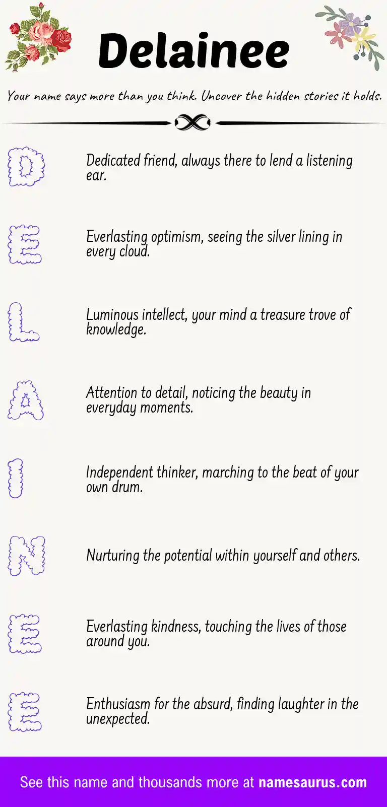 Acrostic poem about Delainee.