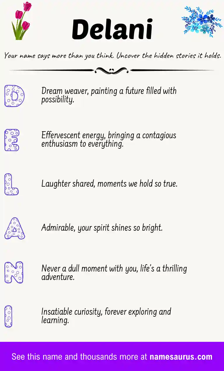 Acrostic poem about Delani.