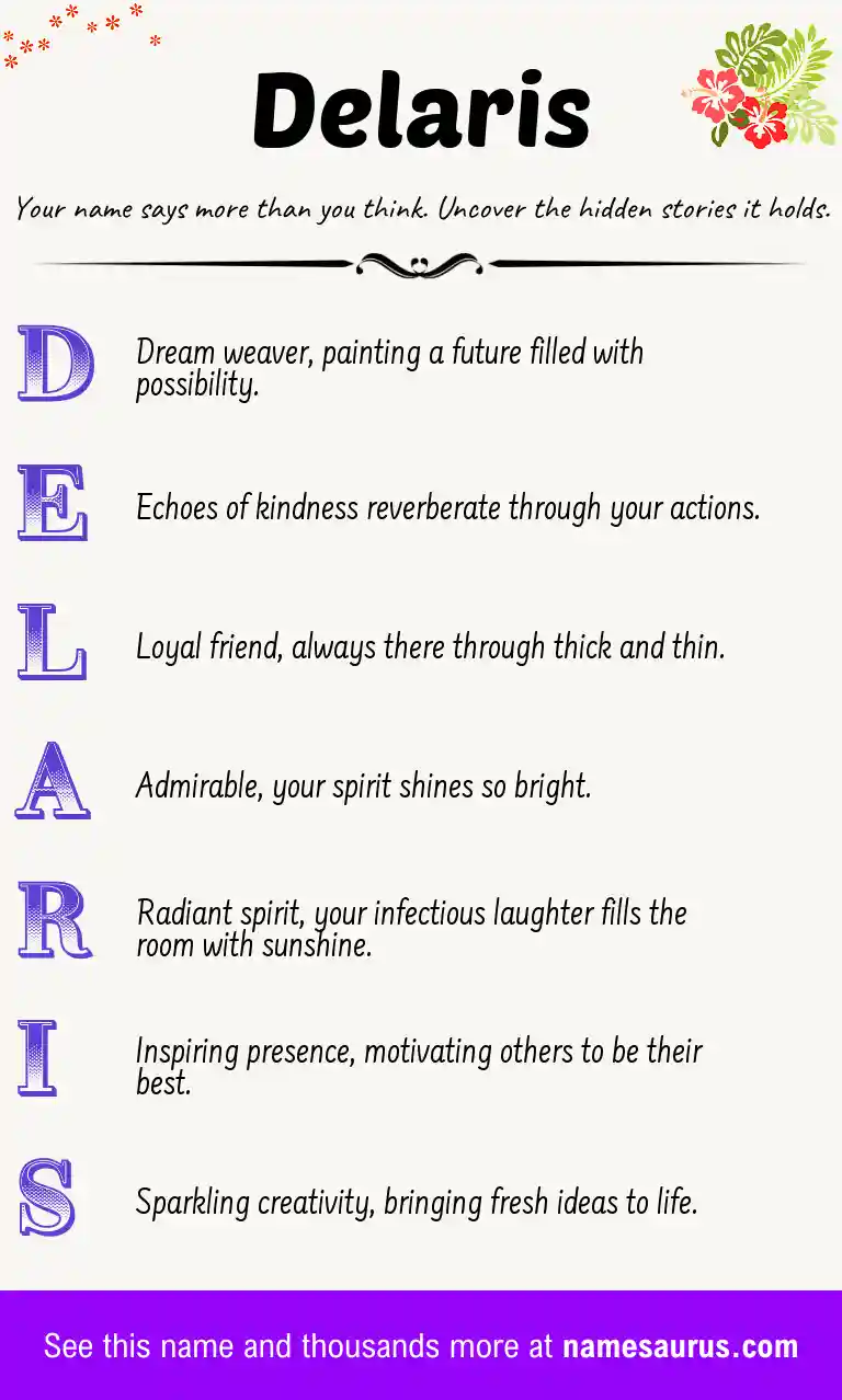 Acrostic poem about Delaris.