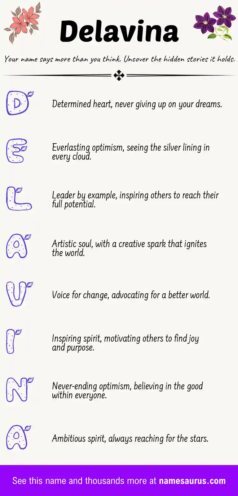 Acrostic poem about Delavina.