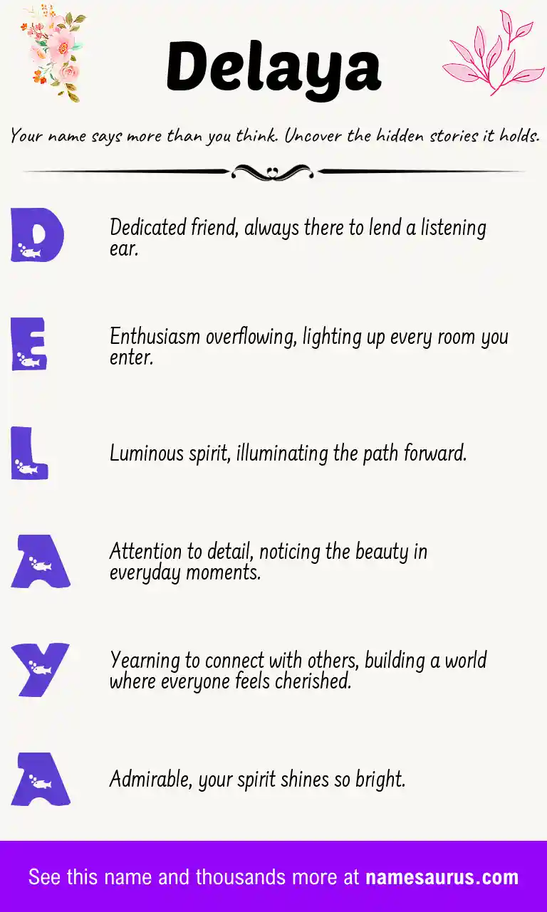 Acrostic poem about Delaya.