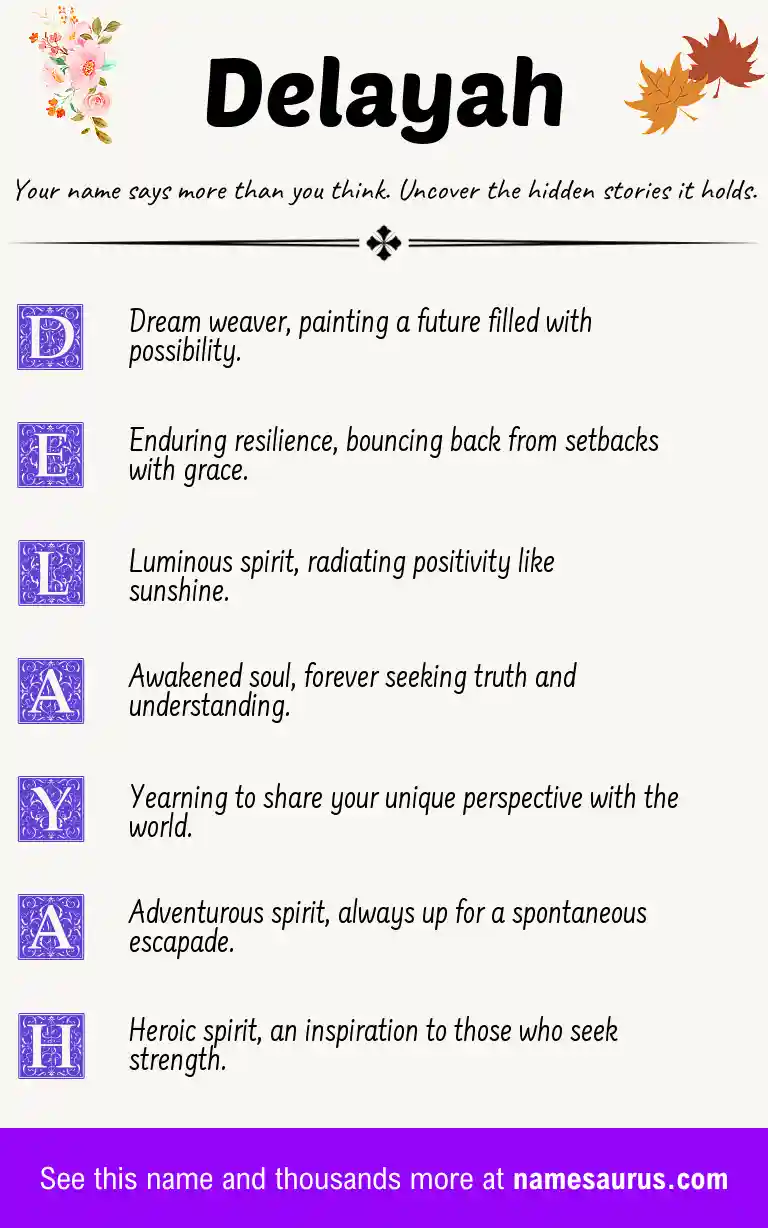Acrostic poem about Delayah.