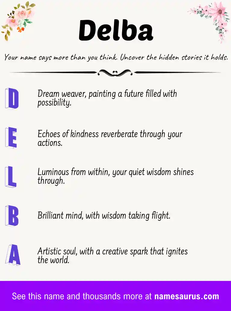 Acrostic poem about Delba.