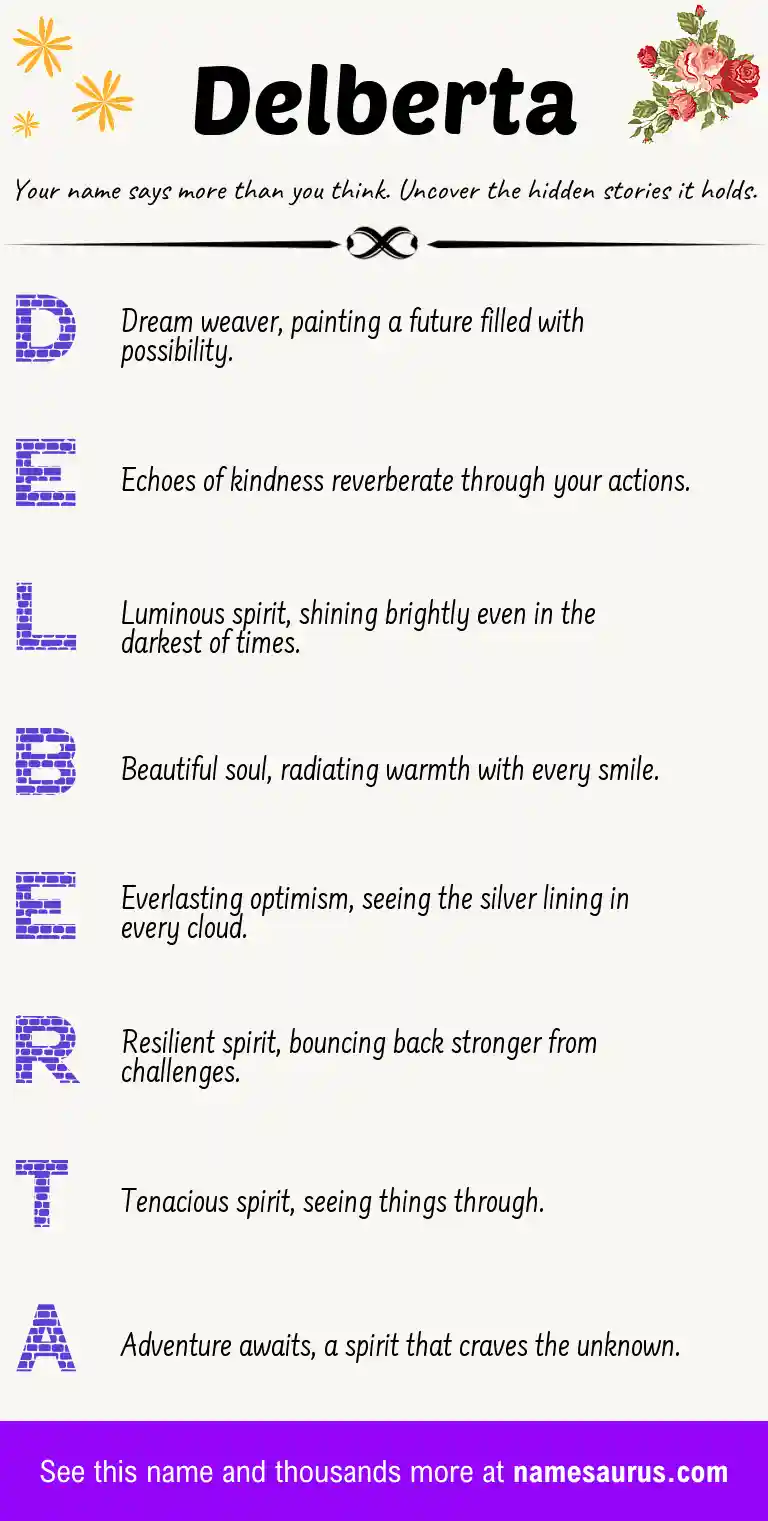Acrostic poem about Delberta.