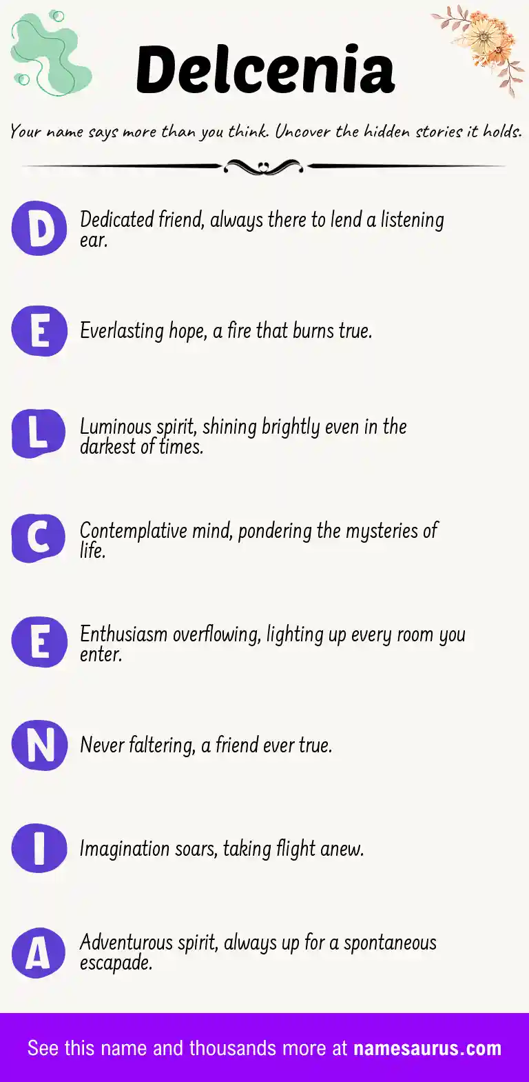 Acrostic poem about Delcenia.