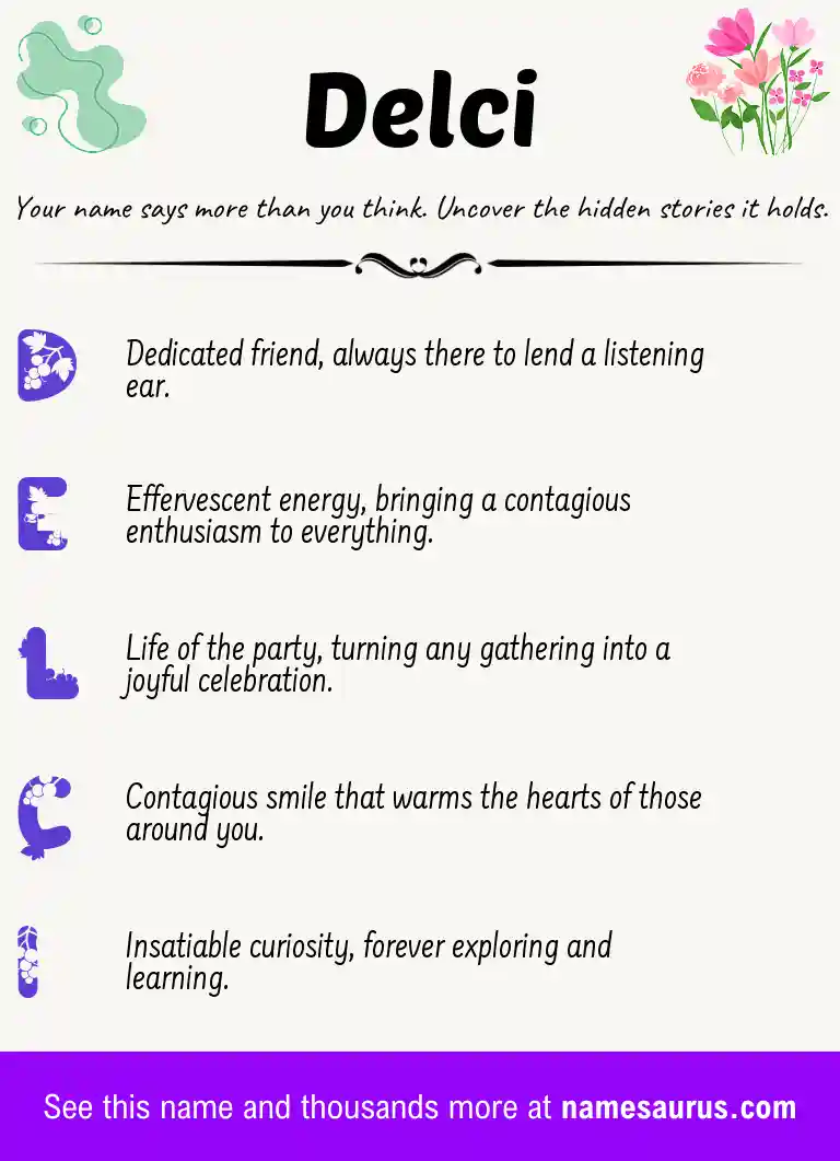 Acrostic poem about Delci.