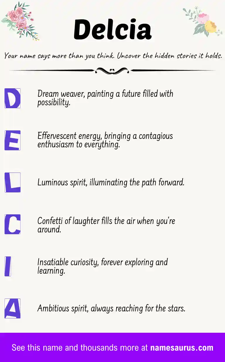 Acrostic poem about Delcia.