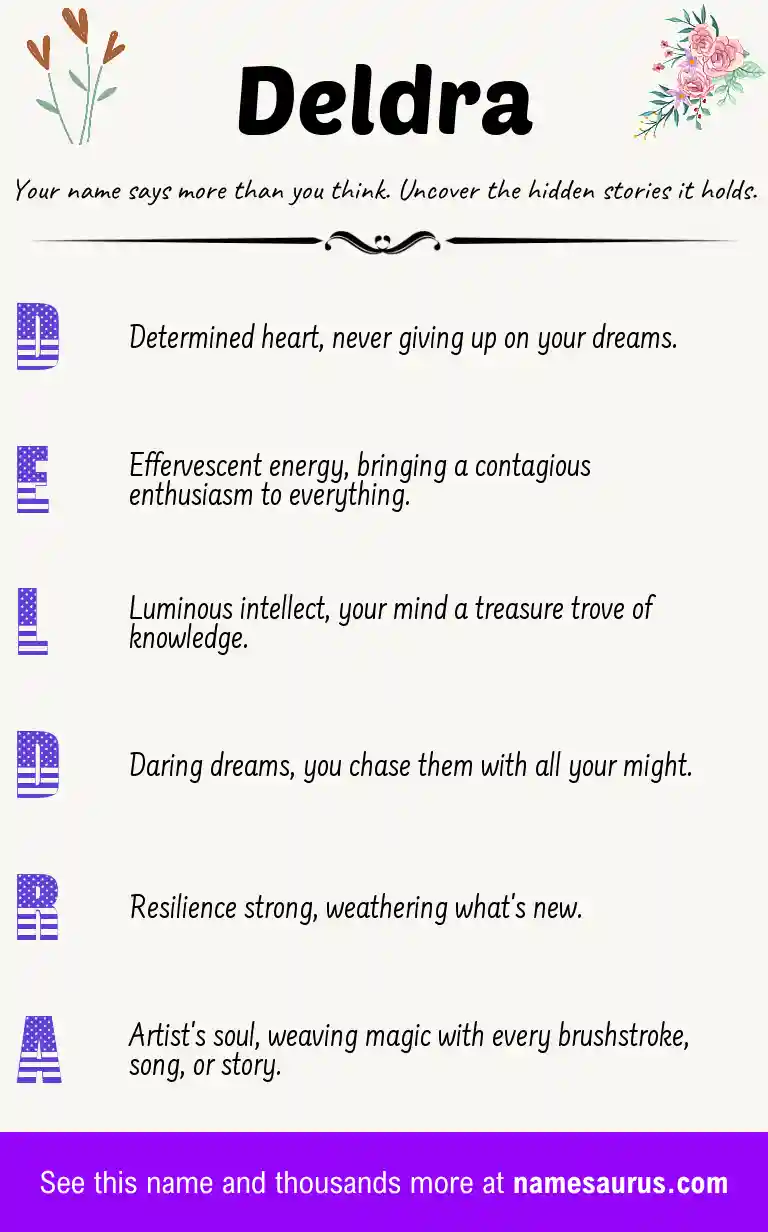 Acrostic poem about Deldra.