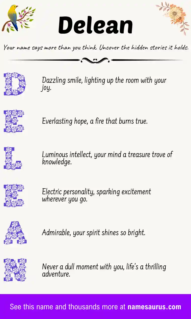 Acrostic poem about Delean.