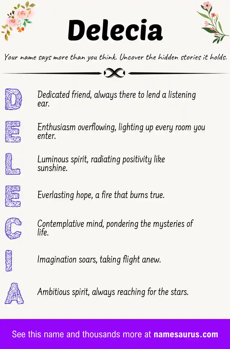 Acrostic poem about Delecia.