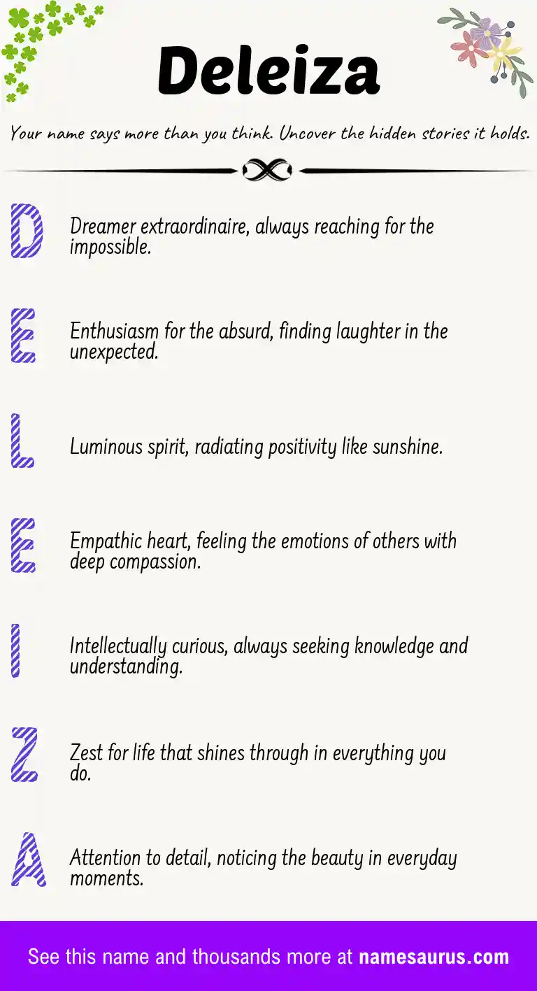 Acrostic poem about Deleiza.