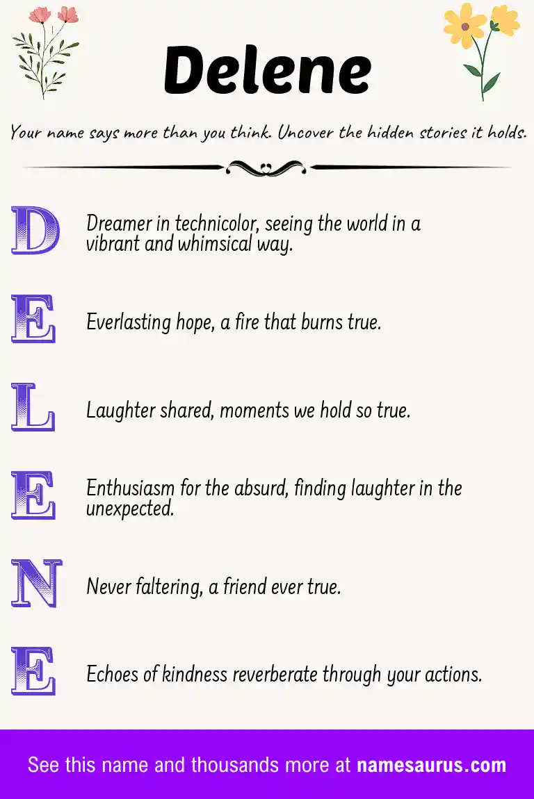 Acrostic poem about Delene.