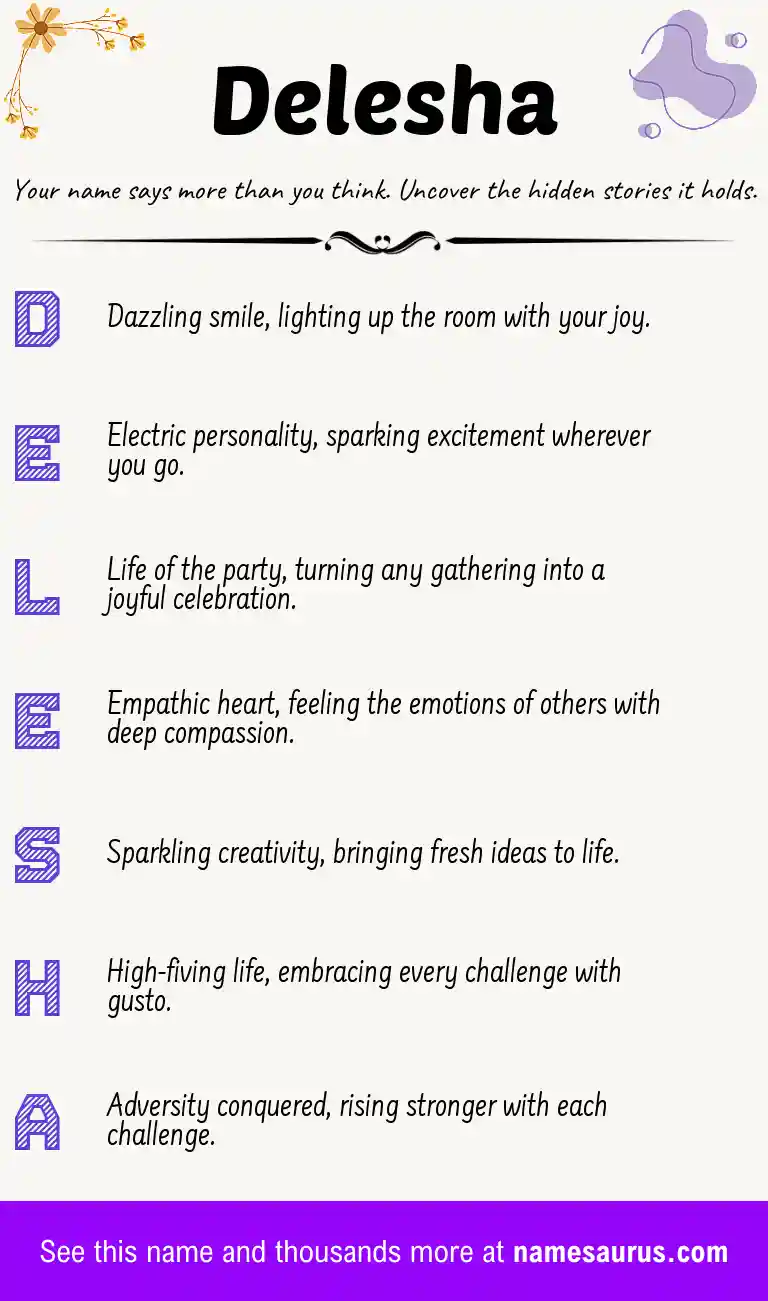 Acrostic poem about Delesha.