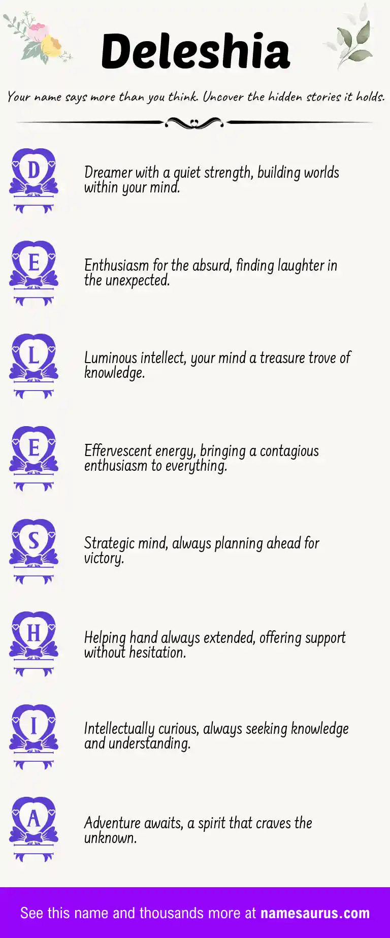 Acrostic poem about Deleshia.
