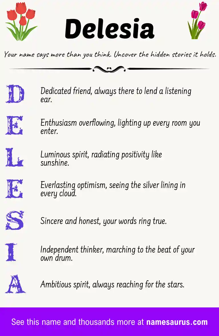 Acrostic poem about Delesia.