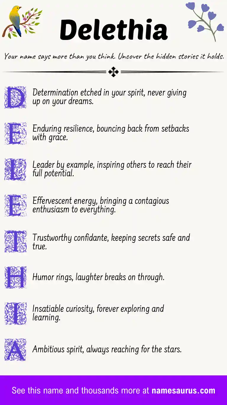 Acrostic poem about Delethia.