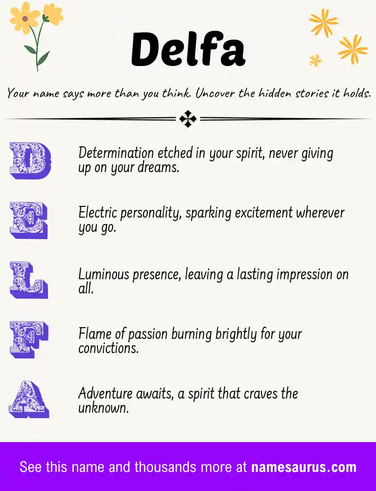 Acrostic poem about Delfa.