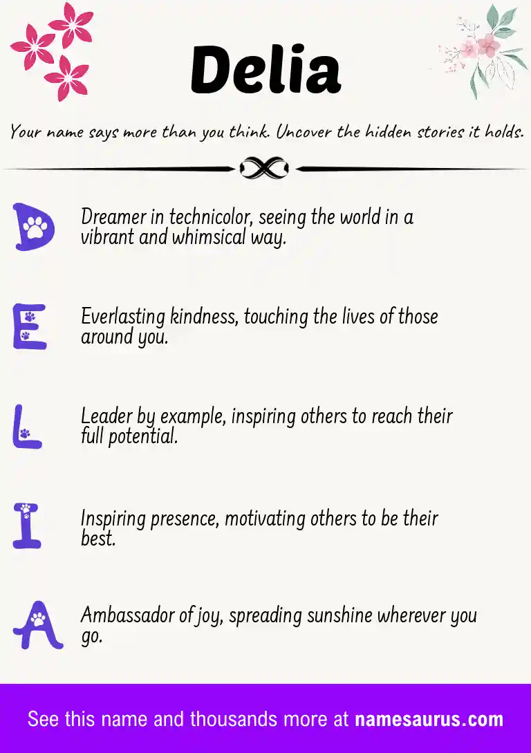 Acrostic poem about Delia.