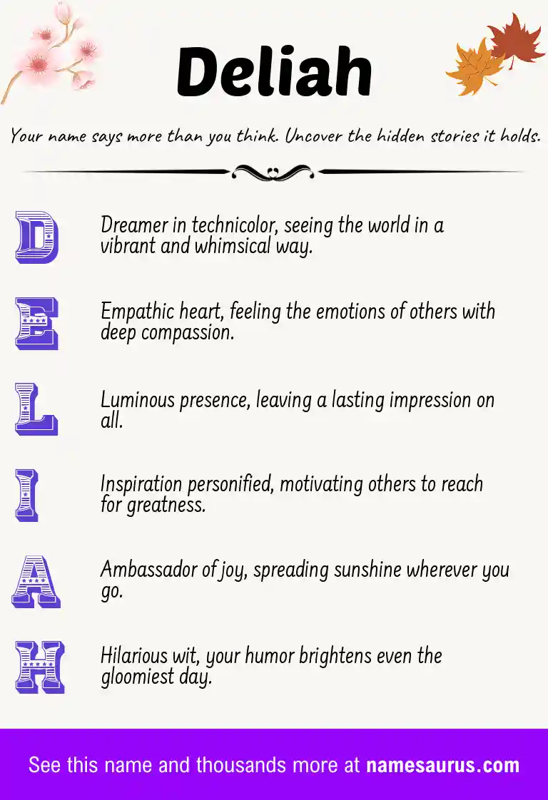 Acrostic poem about Deliah.