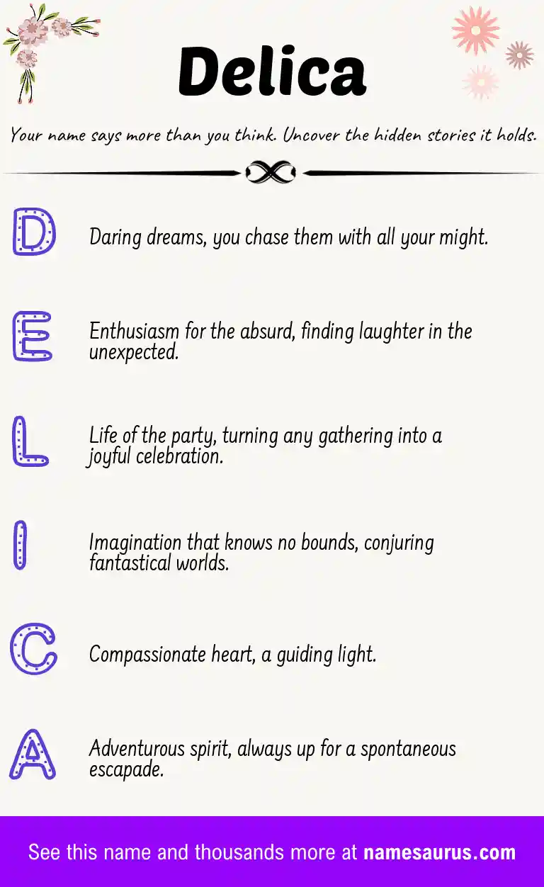 Acrostic poem about Delica.