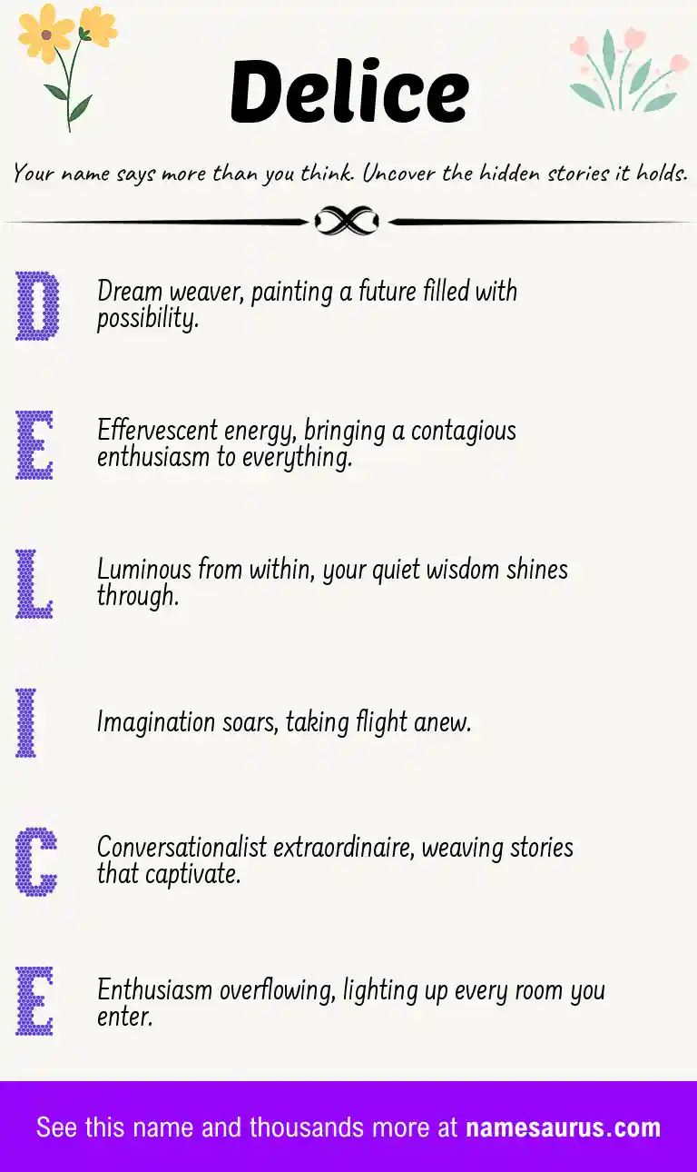 Acrostic poem about Delice.