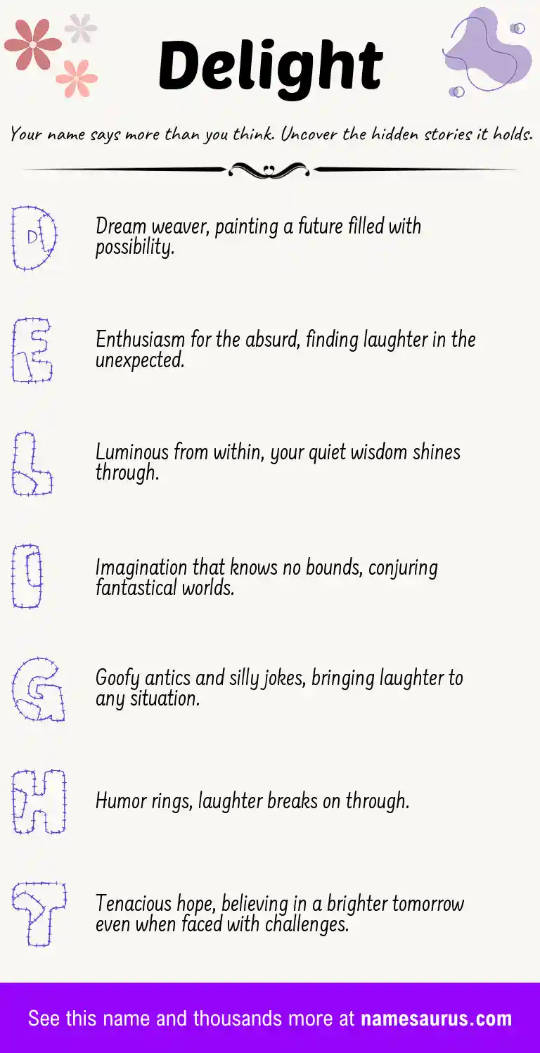 Acrostic poem about Delight.