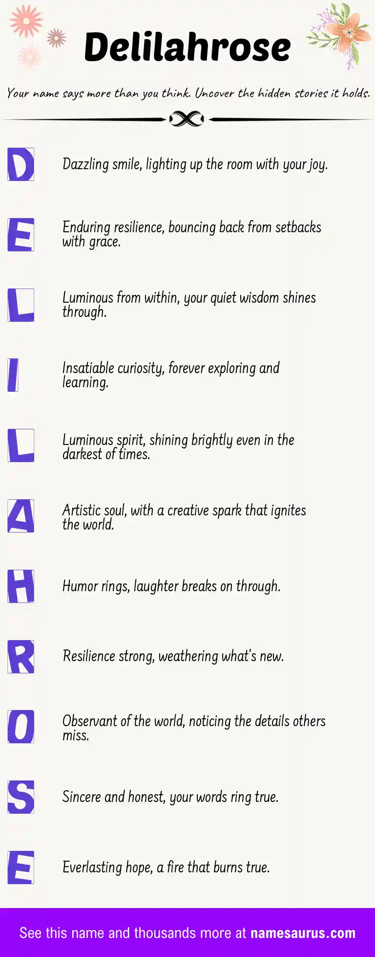 Acrostic poem about Delilahrose.