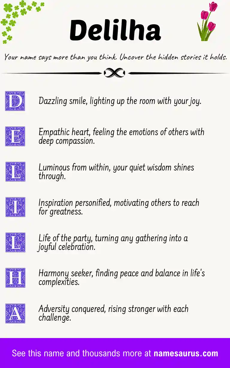 Acrostic poem about Delilha.