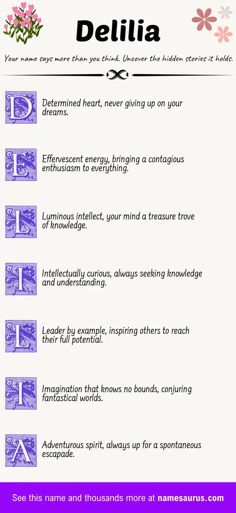 Acrostic poem about Delilia.
