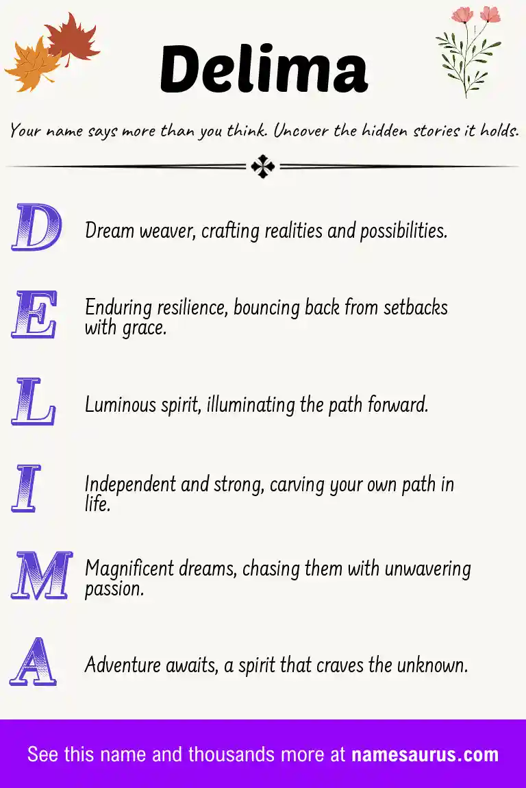 Acrostic poem about Delima.