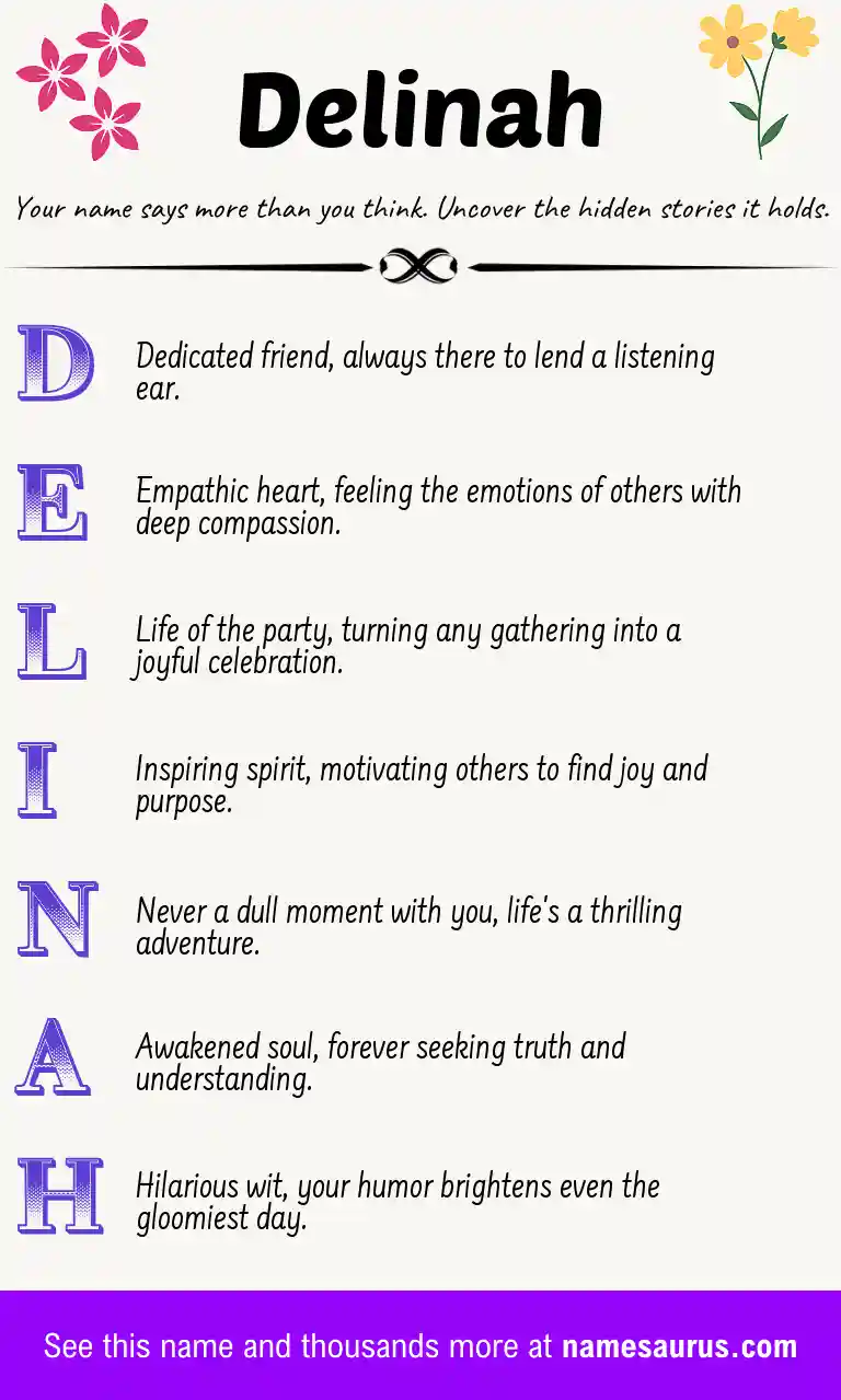 Acrostic poem about Delinah.