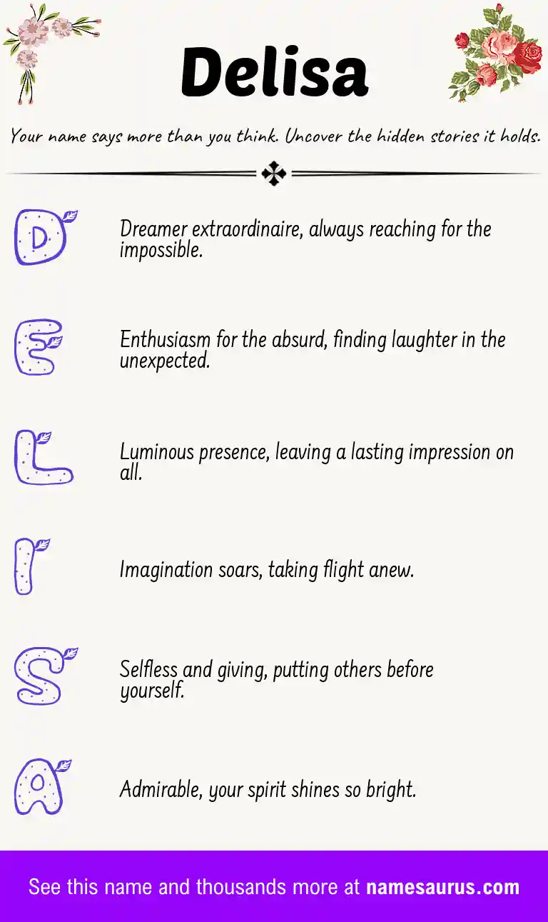 Acrostic poem about Delisa.