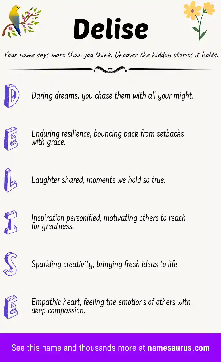 Acrostic poem about Delise.