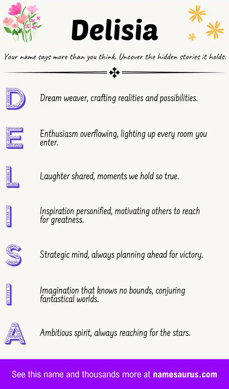 Acrostic poem about Delisia.