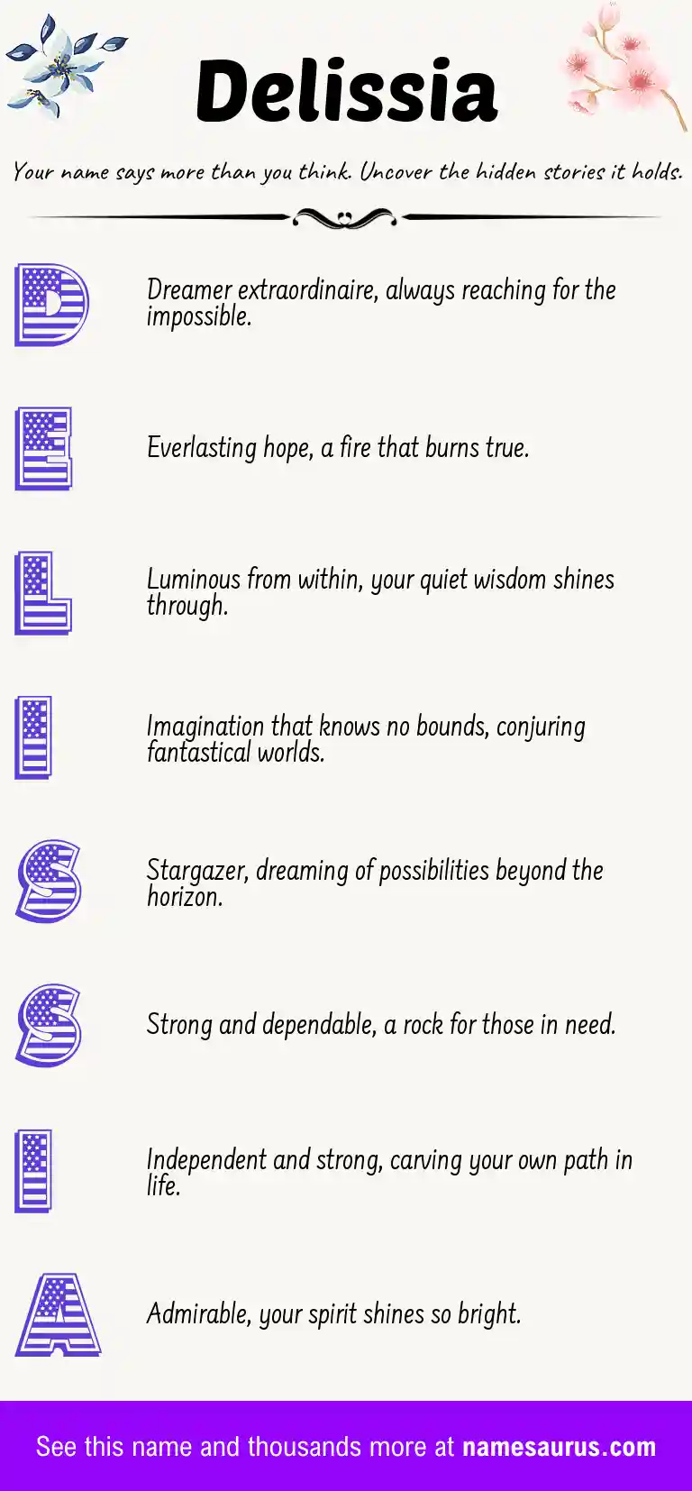 Acrostic poem about Delissia.