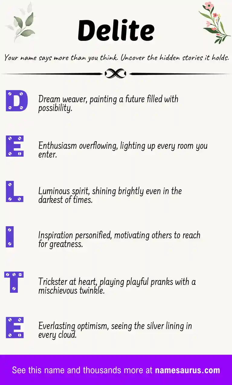 Acrostic poem about Delite.