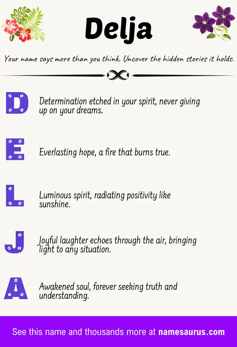 Acrostic poem about Delja.