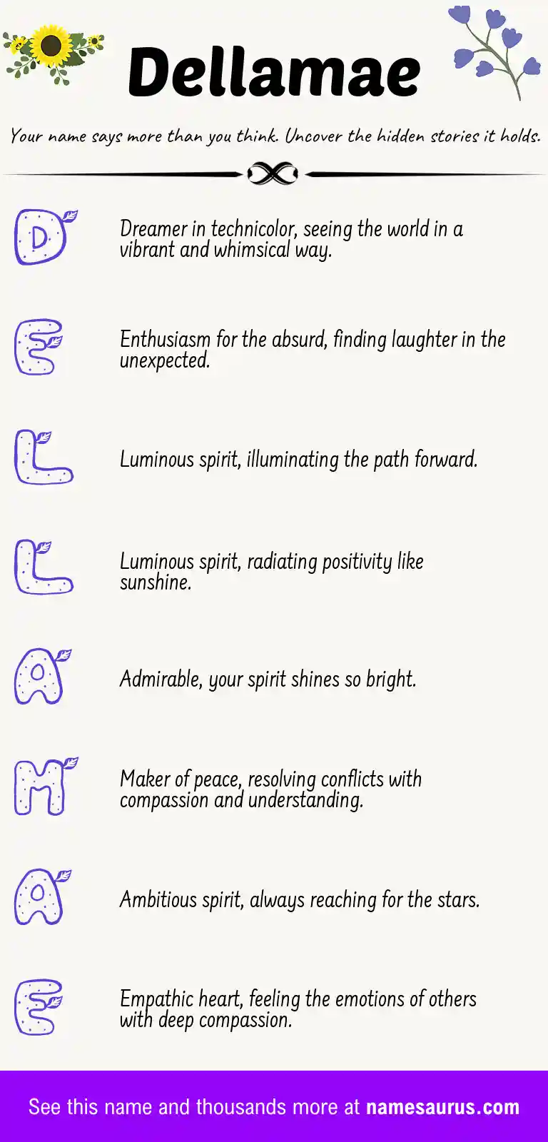 Acrostic poem about Dellamae.