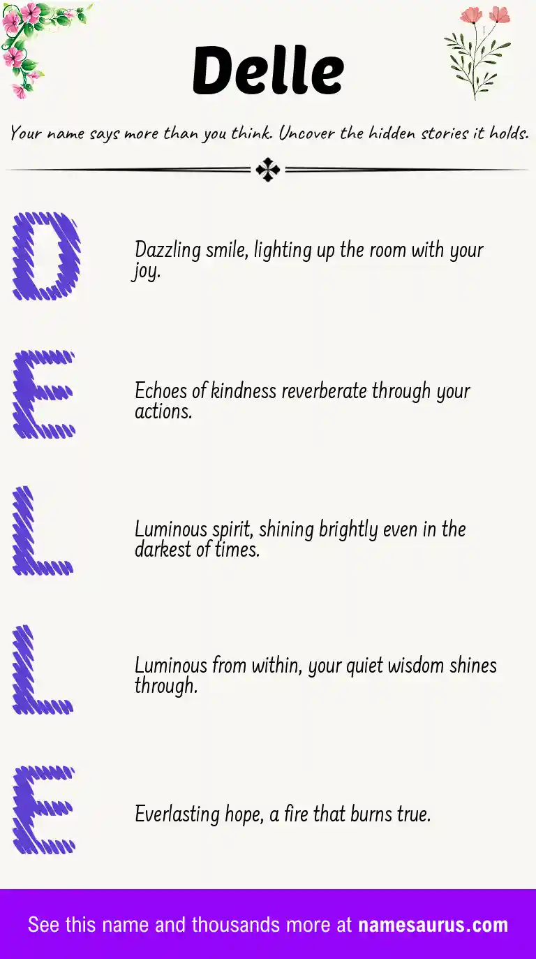 Acrostic poem about Delle.